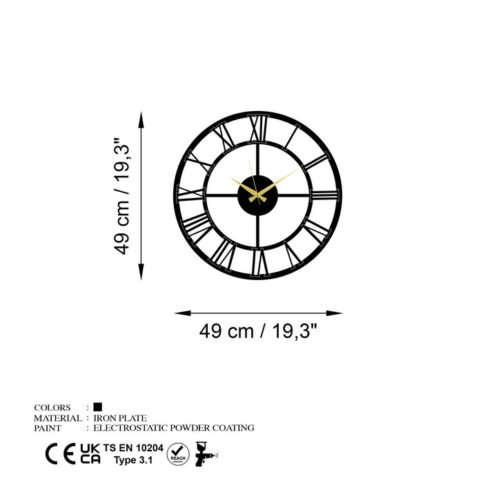 Wallity Pari Reloj de Pared Decorativo de Metal Negro Wallity Pari Reloj de Pared Decorativo de Metal Negro